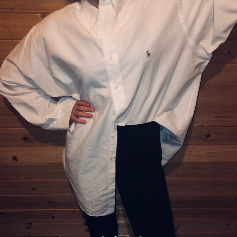 RALPH LAUREN WHITE OXFORD BUTTON DOWN